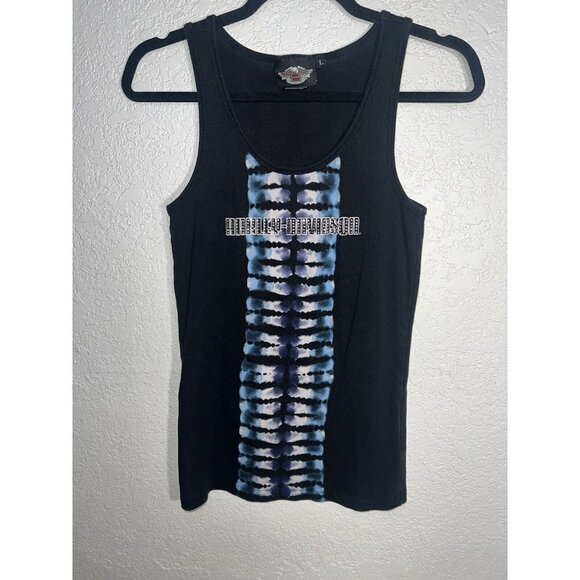 Harley Davidson Tank Top Ribbed Stretchy Women’s Large Rhinestones C1 - Picture 2 of 6